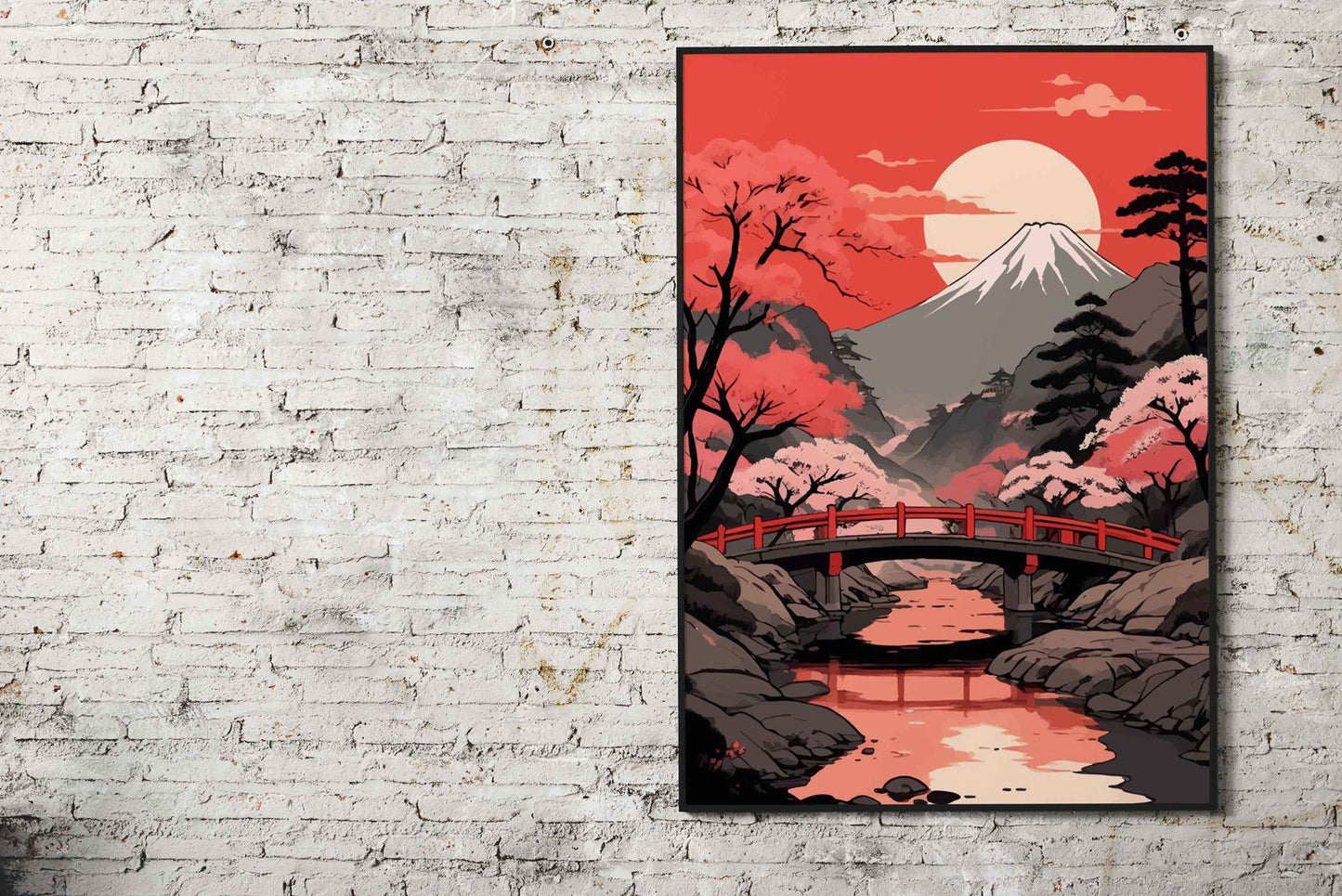 Crimson Serenity Asian Style Poster | Wall Art for Home & Office | High-Quality Print - High-Quality Visual Display