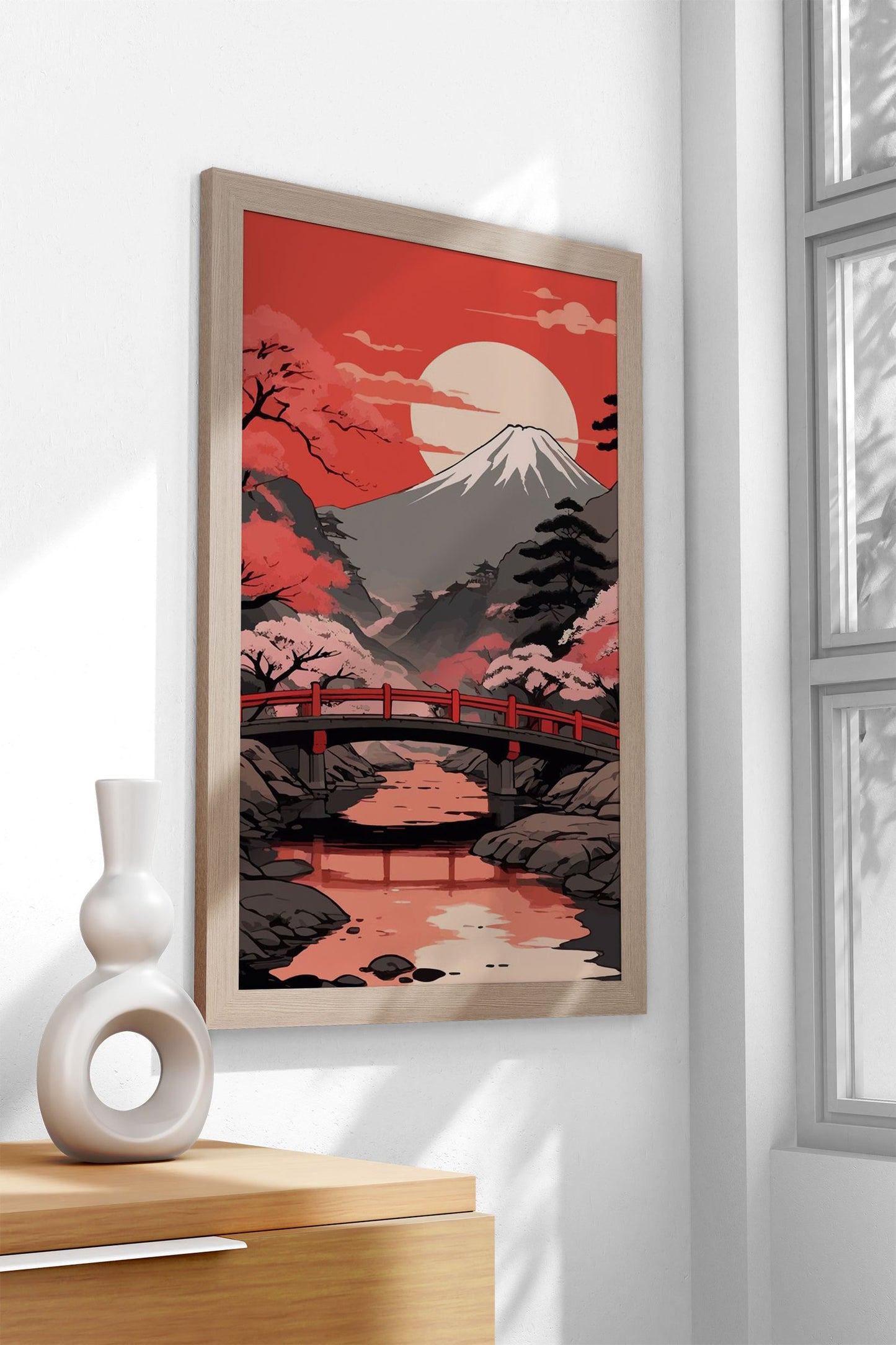 Crimson Serenity Asian Style Poster | Wall Art for Home & Office | High-Quality Print - High-Quality Visual Display