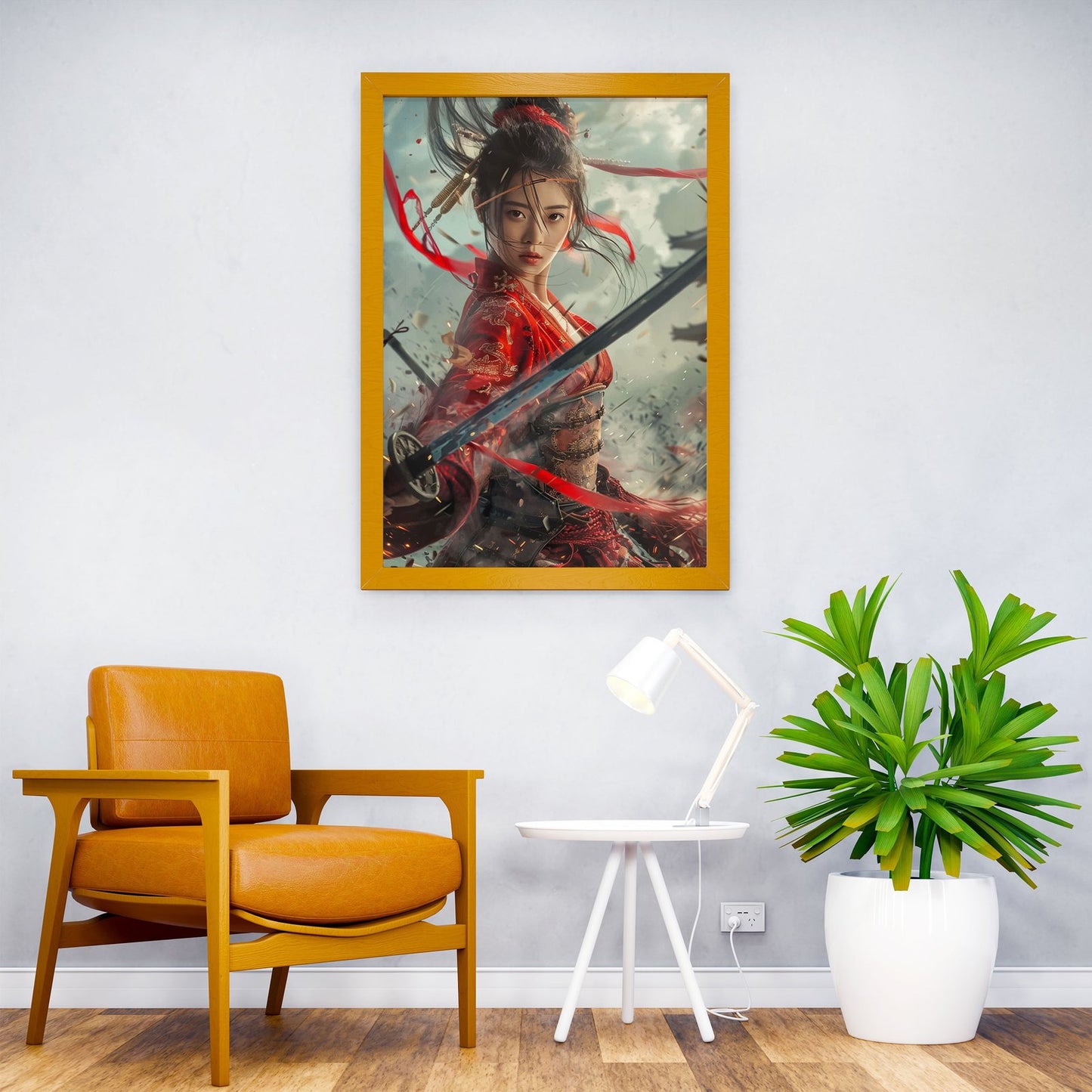 Crimson Wind Warrior Asian Style Poster | Wall Art for Home & Office | High-Quality Print