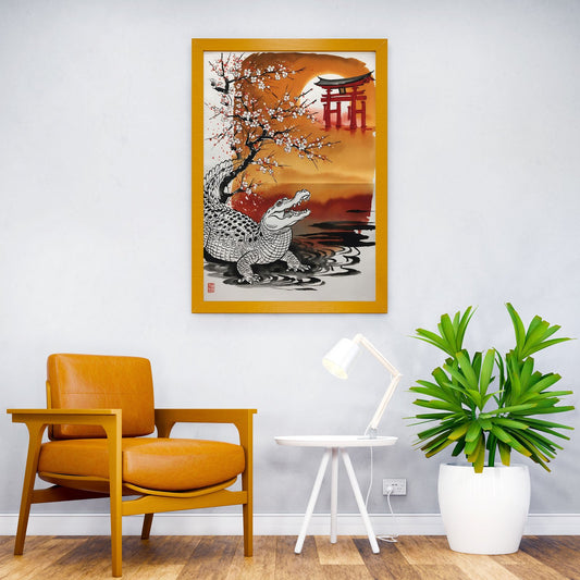 Crocodile Japan Art Asian Style Poster | Wall Art for Home & Office | High-Quality Print - High-Quality Visual Display