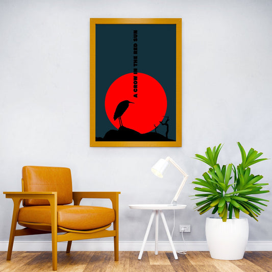 Crow Red Sun Minimalist Asian Style Poster | Wall Art for Home & Office | High-Quality Print - High-Quality Visual Display