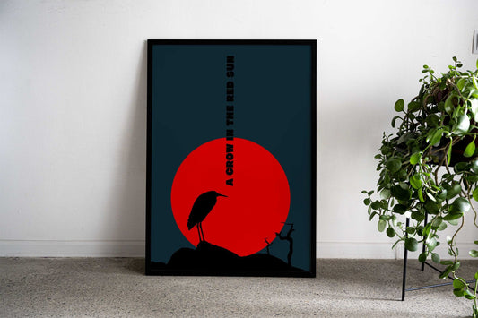 Crow Red Sun Minimalist Asian Style Poster | Wall Art for Home & Office | High-Quality Print - High-Quality Visual Display