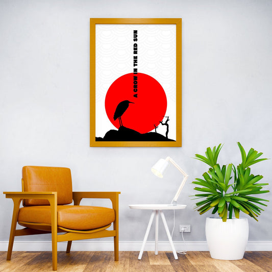 Crow Red Sun Poster Asian Style Poster | Wall Art for Home & Office | High-Quality Print - High-Quality Visual Display