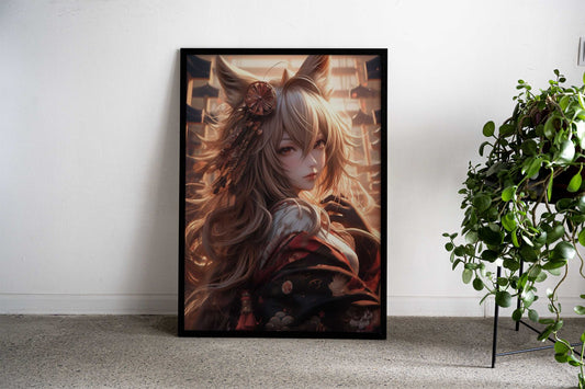 Cute Anime Samurai Girl Asian Style Poster | Wall Art for Home & Office | High-Quality Print - High-Quality Visual Display