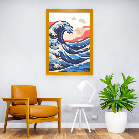 Cute Great Wave off Kanaga Asian Style Poster | Wall Art for Home & Office | High-Quality Print - High-Quality Visual Display