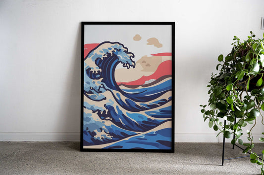 Cute Great Wave off Kanaga Asian Style Poster | Wall Art for Home & Office | High-Quality Print - High-Quality Visual Display