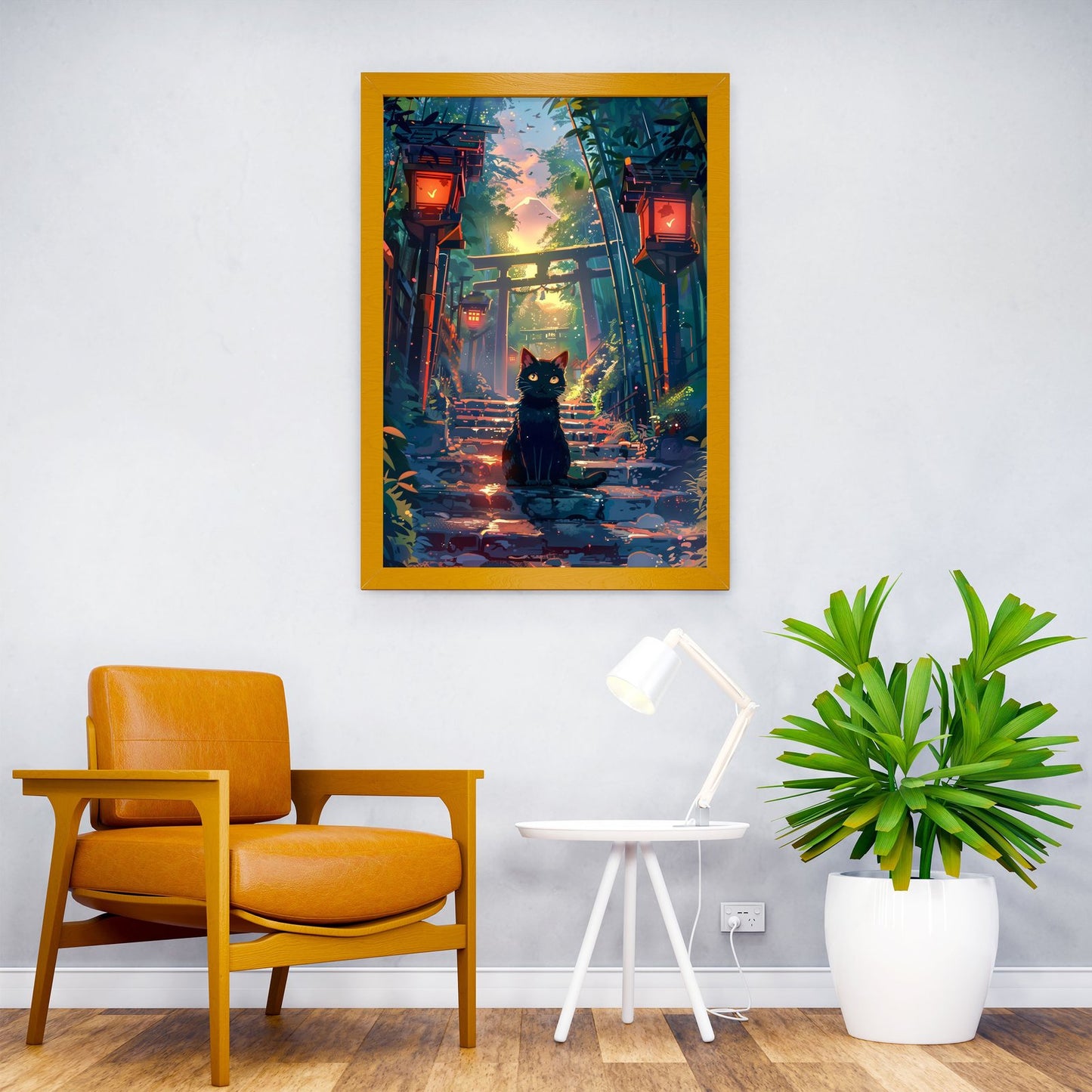 Cute cat at Fuji mount Asian Style Poster | Wall Art for Home & Office | High-Quality Print - High-Quality Visual Display