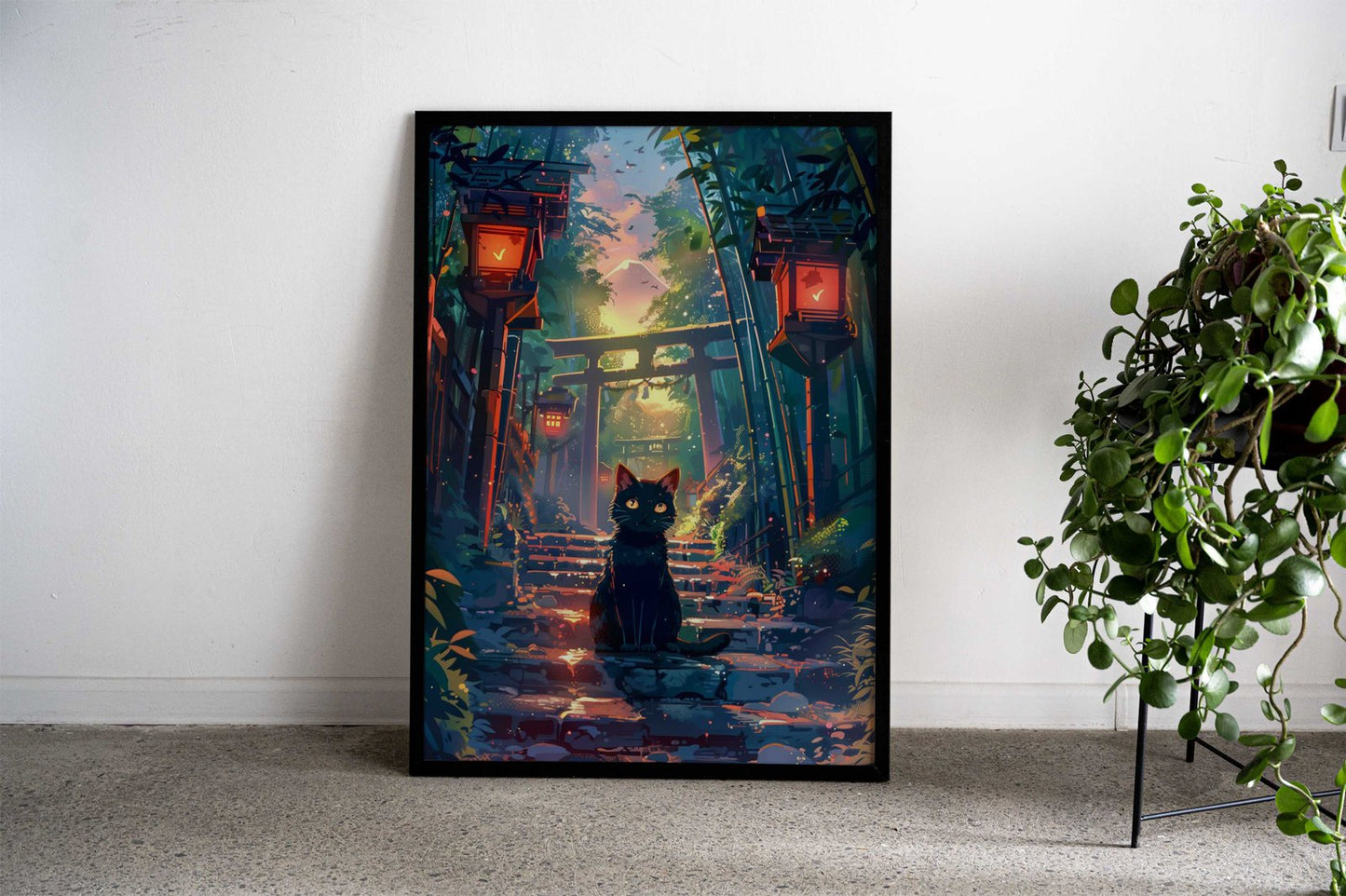 Cute cat at Fuji mount Asian Style Poster | Wall Art for Home & Office | High-Quality Print - High-Quality Visual Display