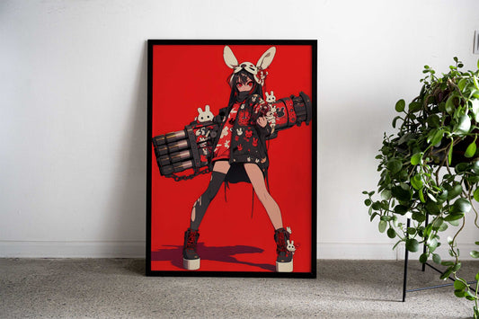 Cyber Bunny Enforcer Asian Style Poster | Wall Art for Home & Office | High-Quality Print - High-Quality Visual Display