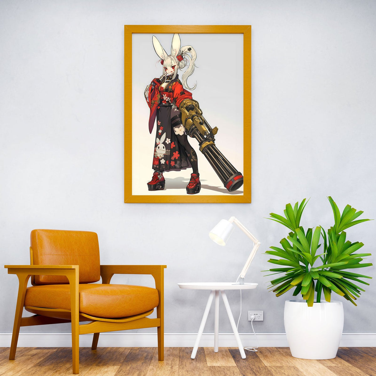 Cyber Bunny Geisha Asian Style Poster | Wall Art for Home & Office | High-Quality Print - High-Quality Visual Display
