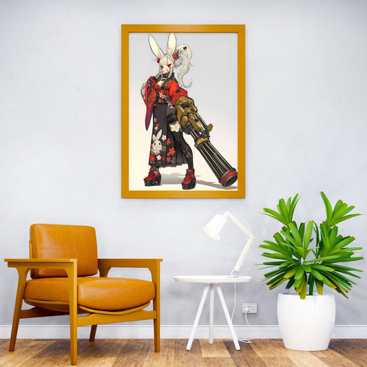Cyber Bunny Geisha Asian Style Poster | Wall Art for Home & Office | High-Quality Print - High-Quality Visual Display