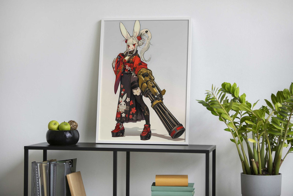 Cyber Bunny Geisha Asian Style Poster | Wall Art for Home & Office | High-Quality Print - High-Quality Visual Display