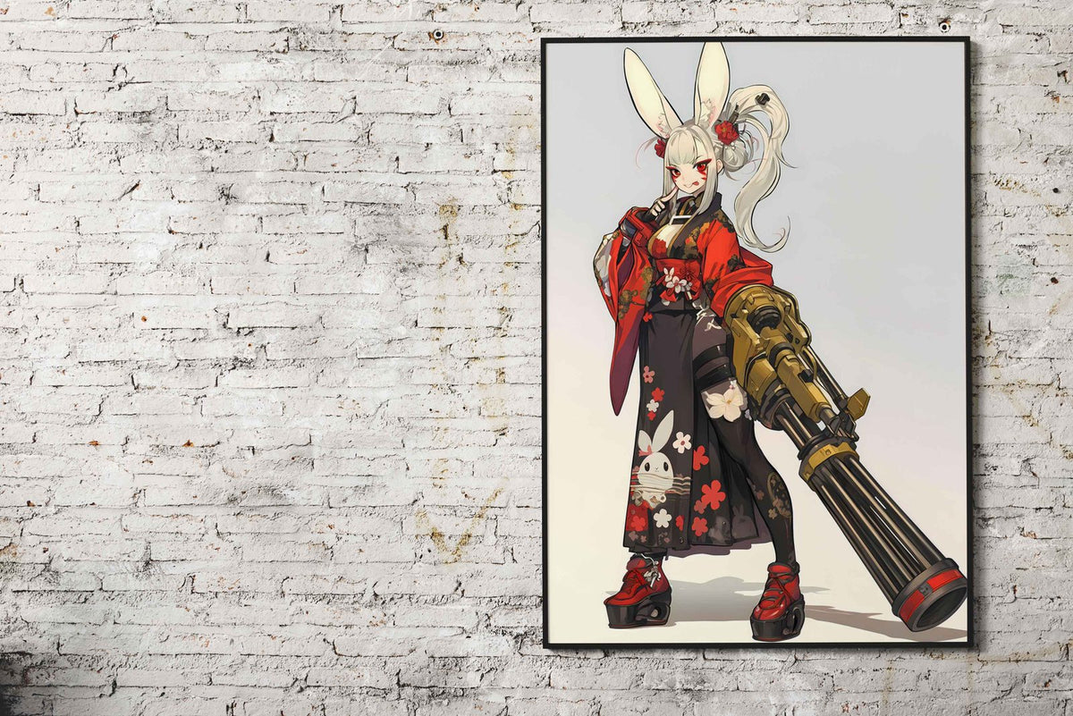 Cyber Bunny Geisha Asian Style Poster | Wall Art for Home & Office | High-Quality Print - High-Quality Visual Display