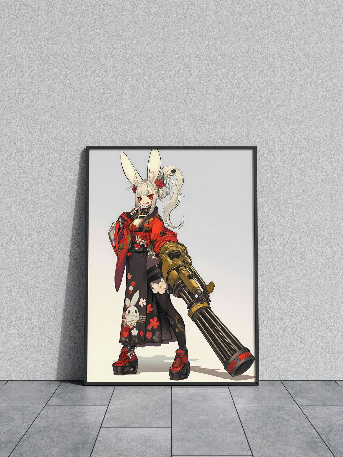 Cyber Bunny Geisha Asian Style Poster | Wall Art for Home & Office | High-Quality Print - High-Quality Visual Display