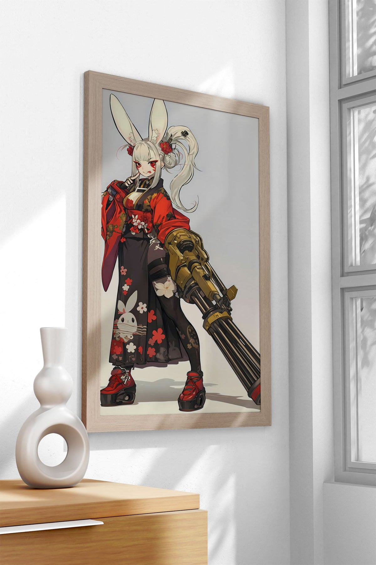 Cyber Bunny Geisha Asian Style Poster | Wall Art for Home & Office | High-Quality Print - High-Quality Visual Display
