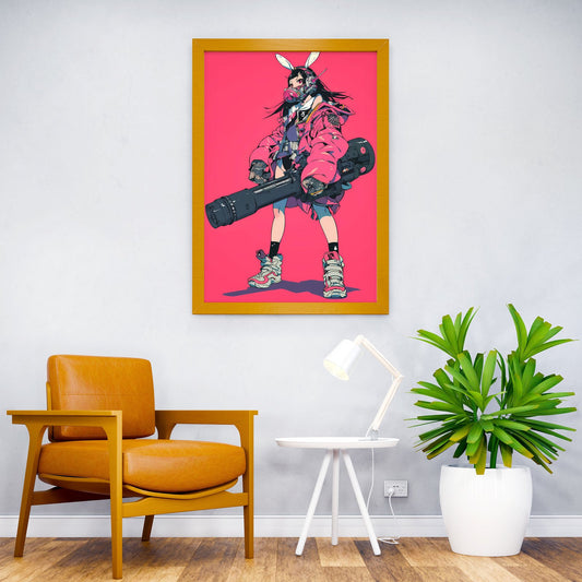 Cyber Bunny Guardian Asian Style Poster | Wall Art for Home & Office | High-Quality Print - High-Quality Visual Display