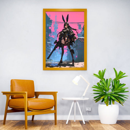Cyber Bunny Warrior Asian Style Poster | Wall Art for Home & Office | High-Quality Print - High-Quality Visual Display