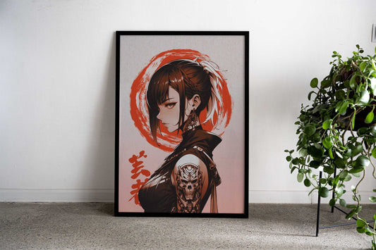 Cyber female oil painting Asian Style Poster | Wall Art for Home & Office | High-Quality Print - High-Quality Visual Display