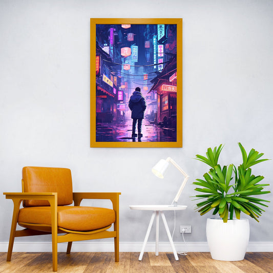 Cyberpunk Alley Asian Style Poster | Wall Art for Home & Office | High-Quality Print - High-Quality Visual Display