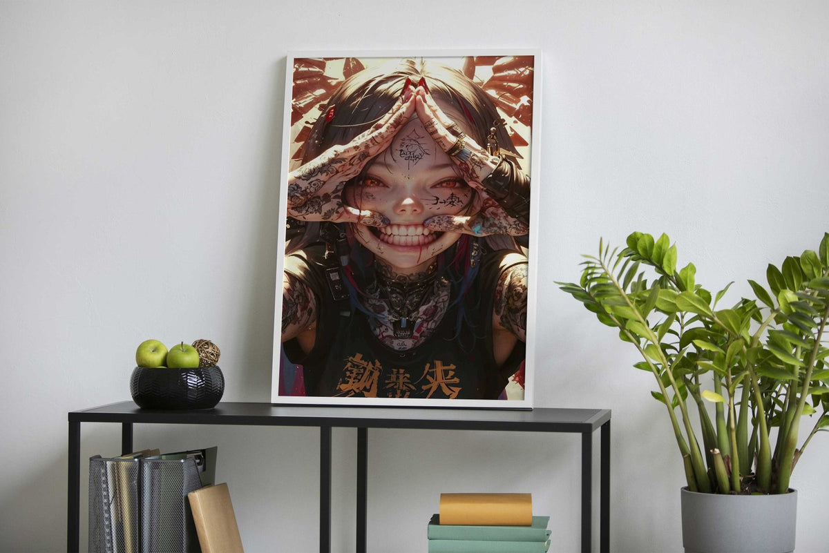 Cyberpunk Anime Girl Asian Style Poster | Wall Art for Home & Office | High-Quality Print - High-Quality Visual Display
