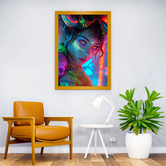 Cyberpunk Demon Girl Asian Style Poster | Wall Art for Home & Office | High-Quality Print - High-Quality Visual Display