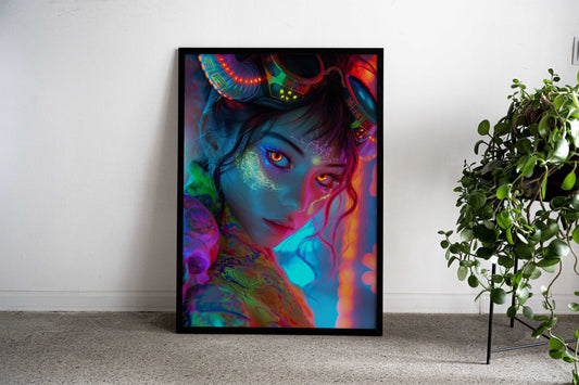 Cyberpunk Demon Girl Asian Style Poster | Wall Art for Home & Office | High-Quality Print - High-Quality Visual Display