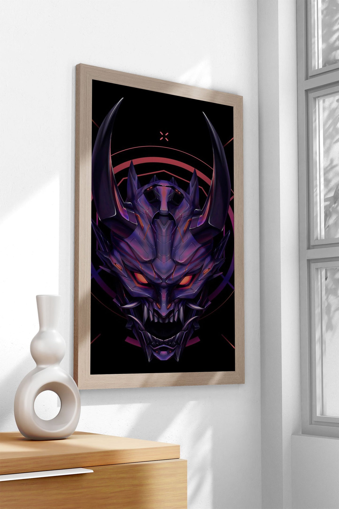 Cyberpunk Demon Mask Asian Style Poster | Wall Art for Home & Office | High-Quality Print
