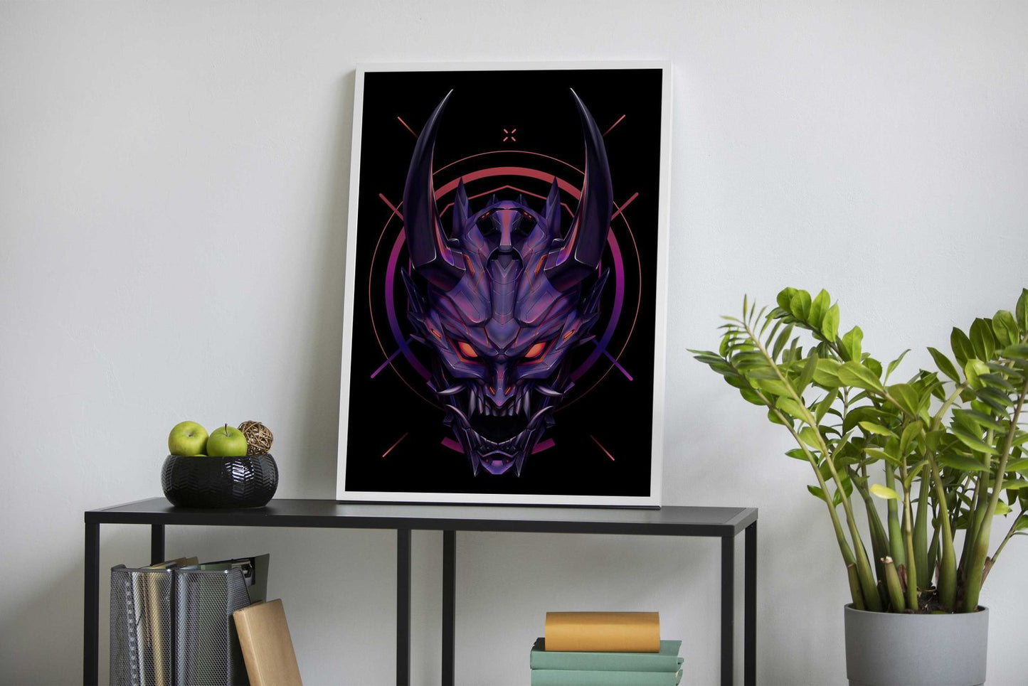 Cyberpunk Demon Mask Asian Style Poster | Wall Art for Home & Office | High-Quality Print