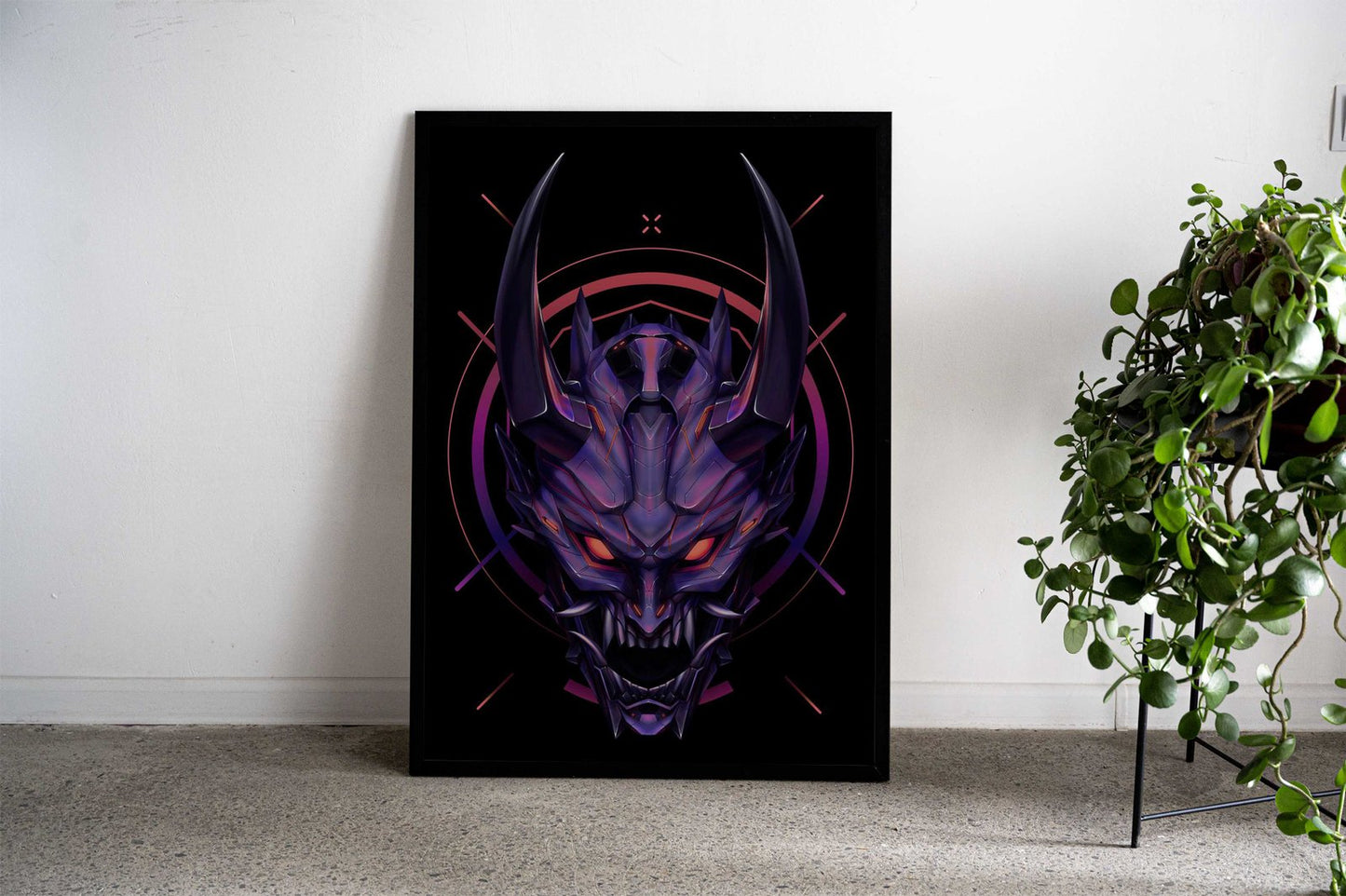Cyberpunk Demon Mask Asian Style Poster | Wall Art for Home & Office | High-Quality Print