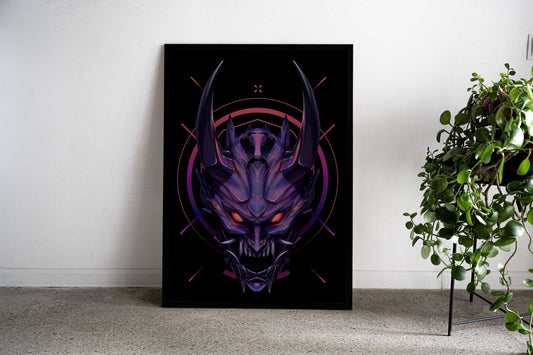 Cyberpunk Demon Mask Asian Style Poster | Wall Art for Home & Office | High-Quality Print - High-Quality Visual Display
