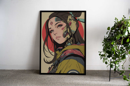 Cyberpunk Female Character Asian Style Poster | Wall Art for Home & Office | High-Quality Print - High-Quality Visual Display
