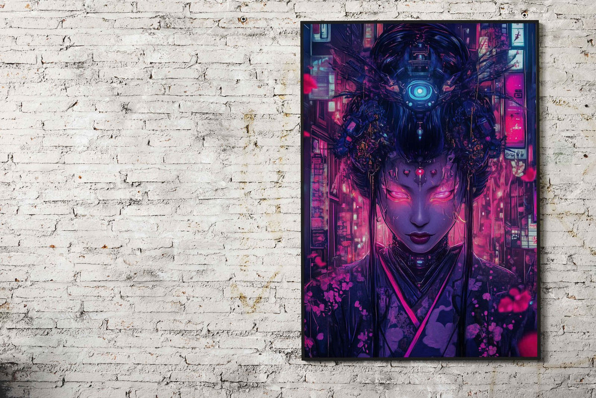 Cyberpunk Geisha Japan Asian Style Poster | Wall Art for Home & Office | High-Quality Print - High-Quality Visual Display