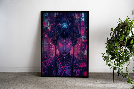 Cyberpunk Geisha Japan Asian Style Poster | Wall Art for Home & Office | High-Quality Print - High-Quality Visual Display