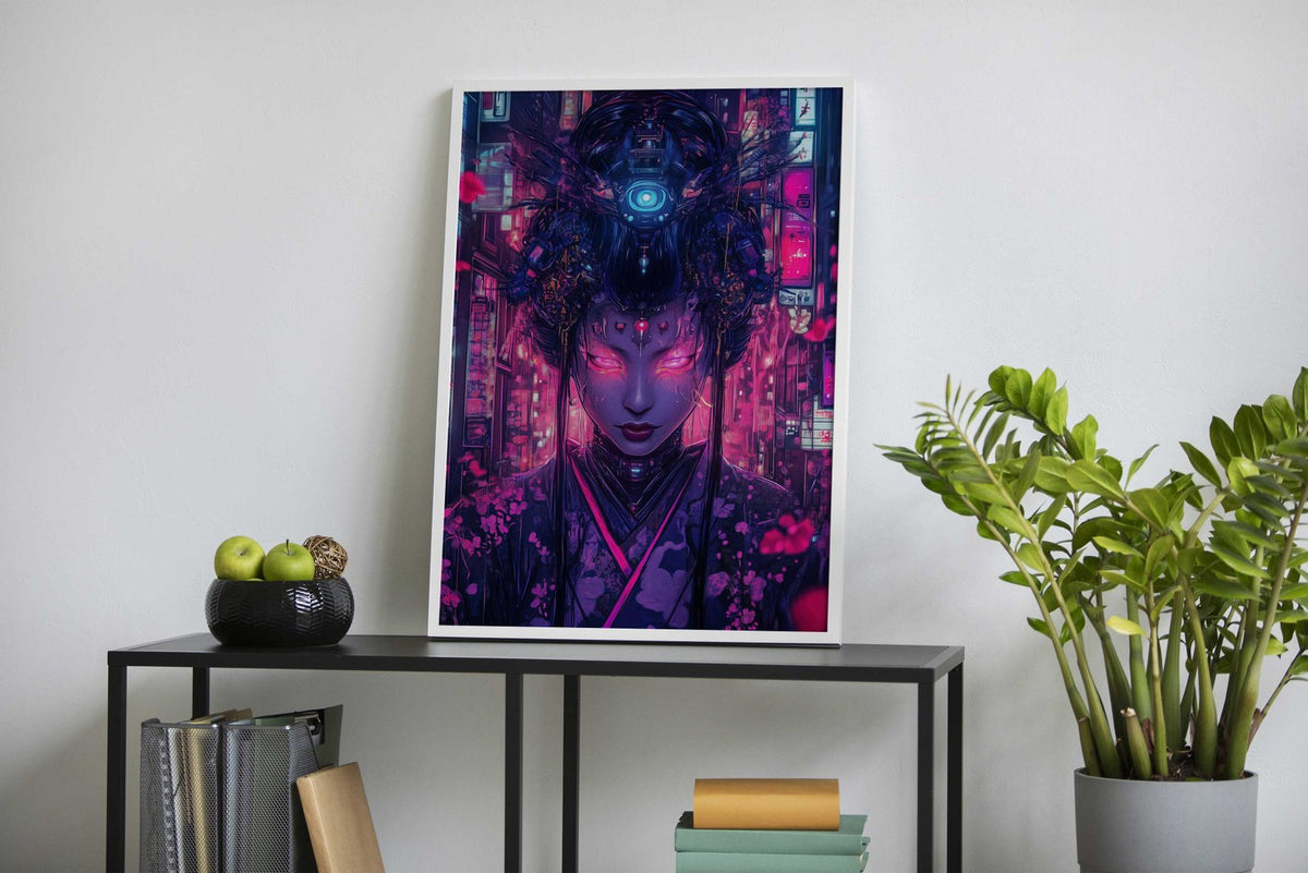 Cyberpunk Geisha Japan Asian Style Poster | Wall Art for Home & Office | High-Quality Print - High-Quality Visual Display