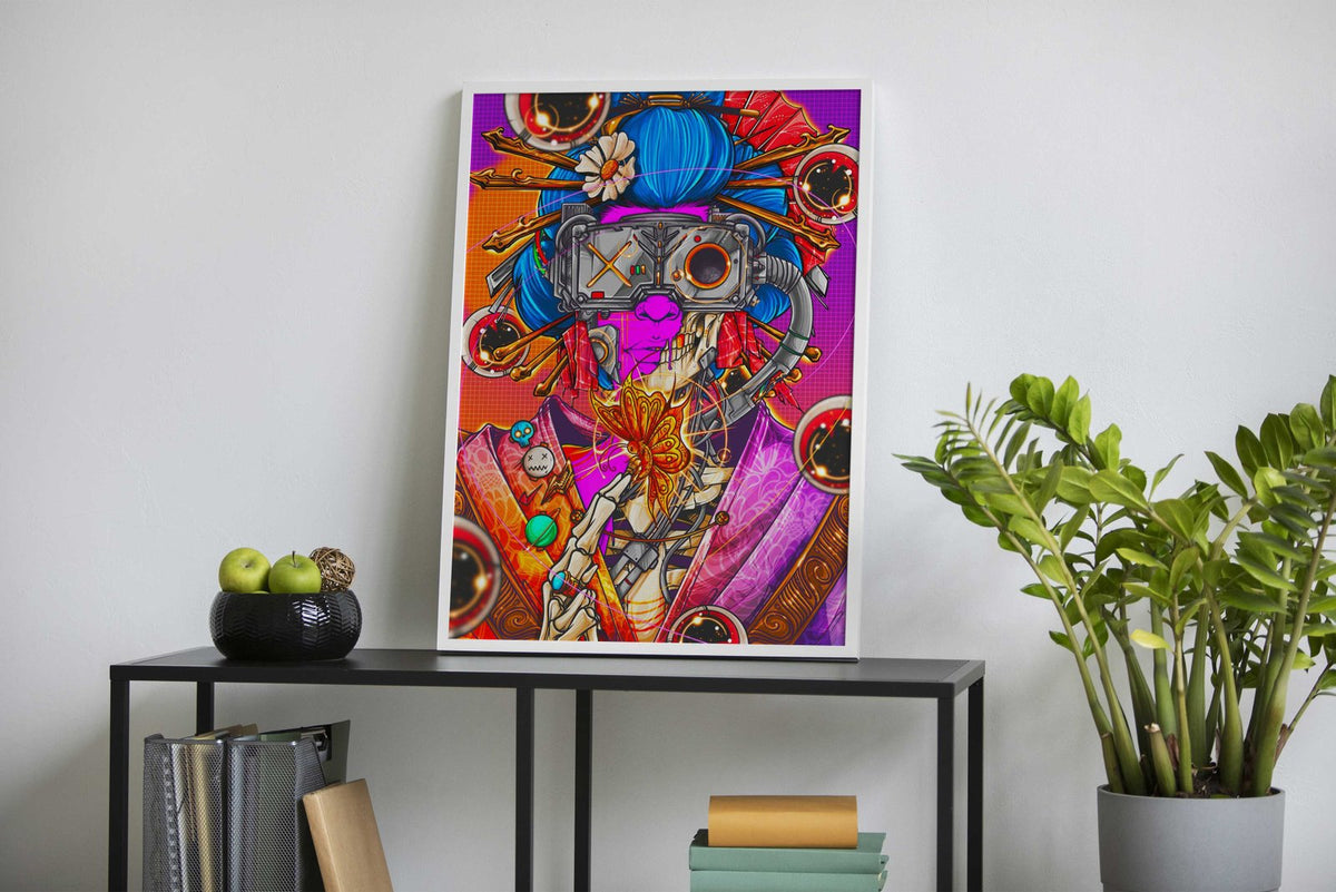 Cyberpunk Geisha Asian Style Poster | Wall Art for Home & Office | High-Quality Print - High-Quality Visual Display
