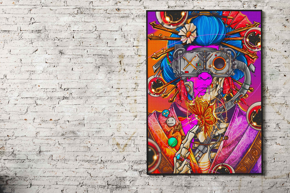 Cyberpunk Geisha Asian Style Poster | Wall Art for Home & Office | High-Quality Print - High-Quality Visual Display