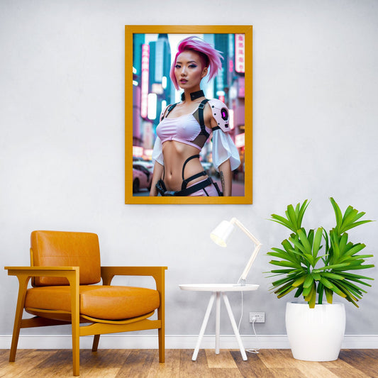 Cyberpunk Girl 07 Pink Asian Style Poster | Wall Art for Home & Office | High-Quality Print - High-Quality Visual Display