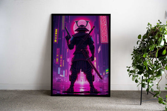 Cyberpunk Neon Samurai Asian Style Poster | Wall Art for Home & Office | High-Quality Print - High-Quality Visual Display