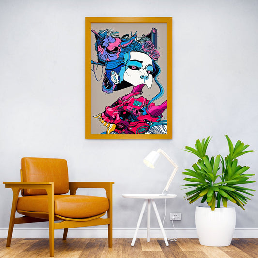 Cyberpunk Oni Mask Asian Style Poster | Wall Art for Home & Office | High-Quality Print - High-Quality Visual Display