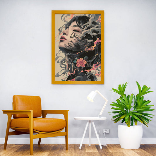 Cyberpunk Rose Asian Style Poster | Wall Art for Home & Office | High-Quality Print - High-Quality Visual Display