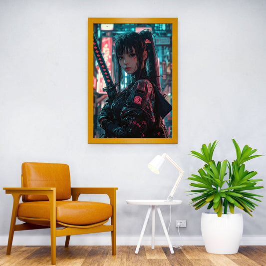 Cyberpunk Samurai Girl Asian Style Poster | Wall Art for Home & Office | High-Quality Print - High-Quality Visual Display