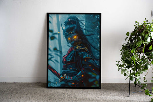 Cyberpunk Samurai Warrior Asian Style Poster | Wall Art for Home & Office | High-Quality Print - High-Quality Visual Display