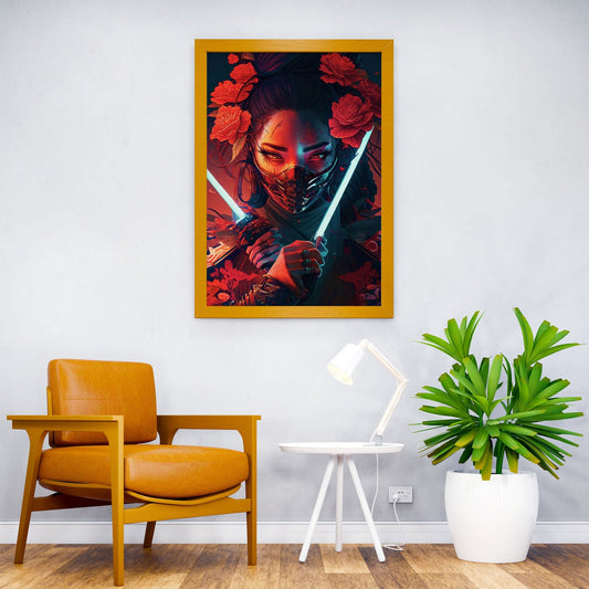 Cyberpunk Samurai Woman Asian Style Poster | Wall Art for Home & Office | High-Quality Print - High-Quality Visual Display
