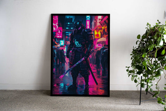 Cyberpunk Samurai Asian Style Poster | Wall Art for Home & Office | High-Quality Print - High-Quality Visual Display
