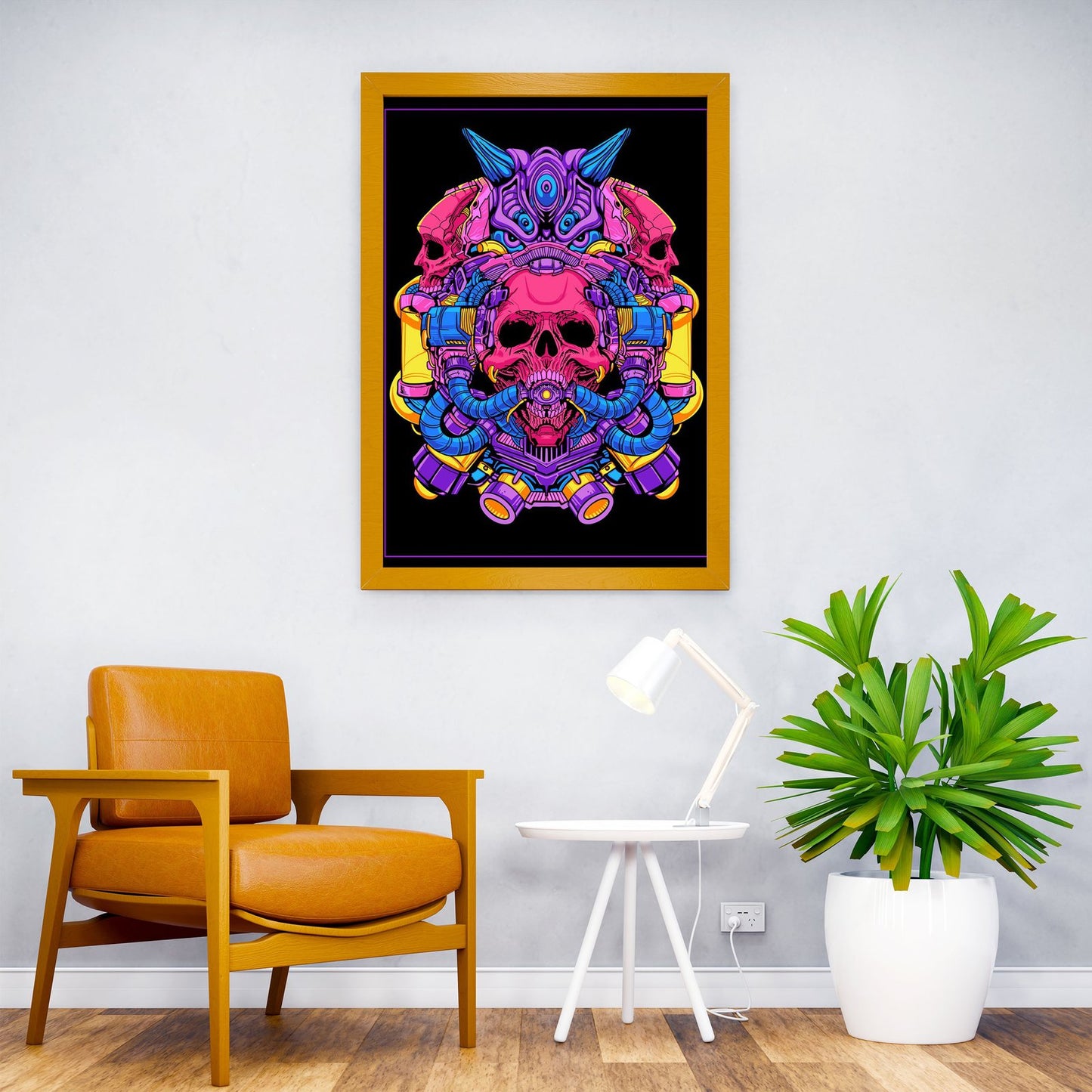 Cyberpunk Skull Art Asian Style Poster | Wall Art for Home & Office | High-Quality Print - High-Quality Visual Display