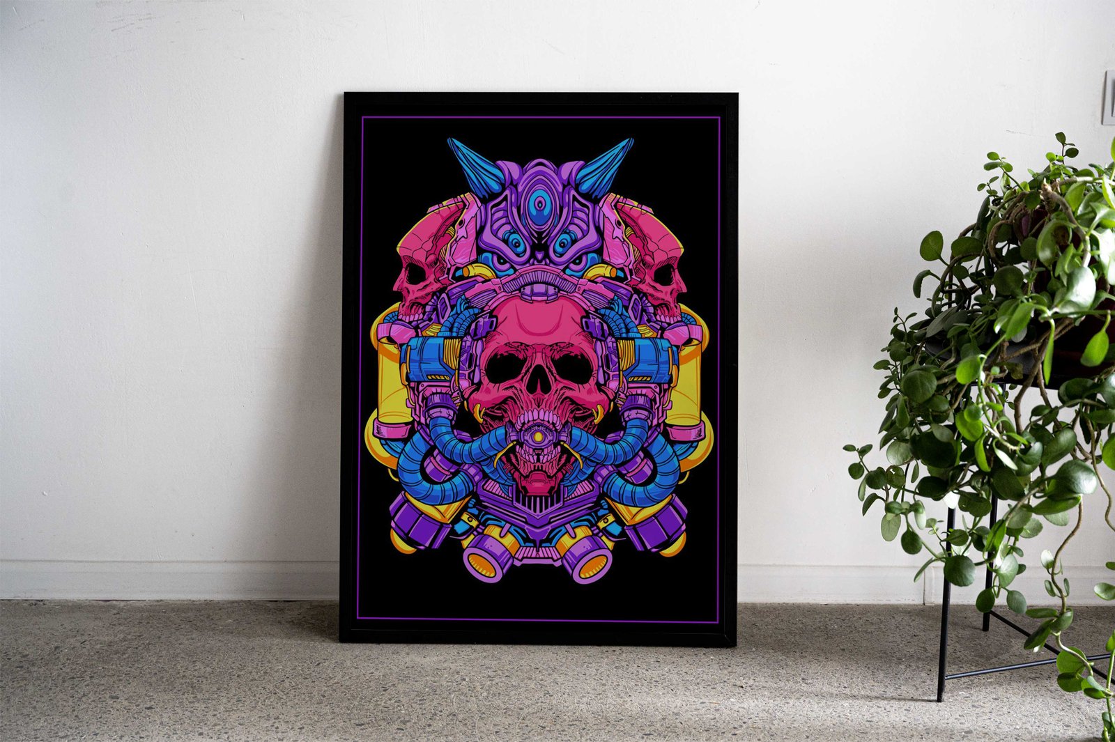 Cyberpunk Skull Art Asian Style Poster | Wall Art for Home & Office | High-Quality Print - High-Quality Visual Display