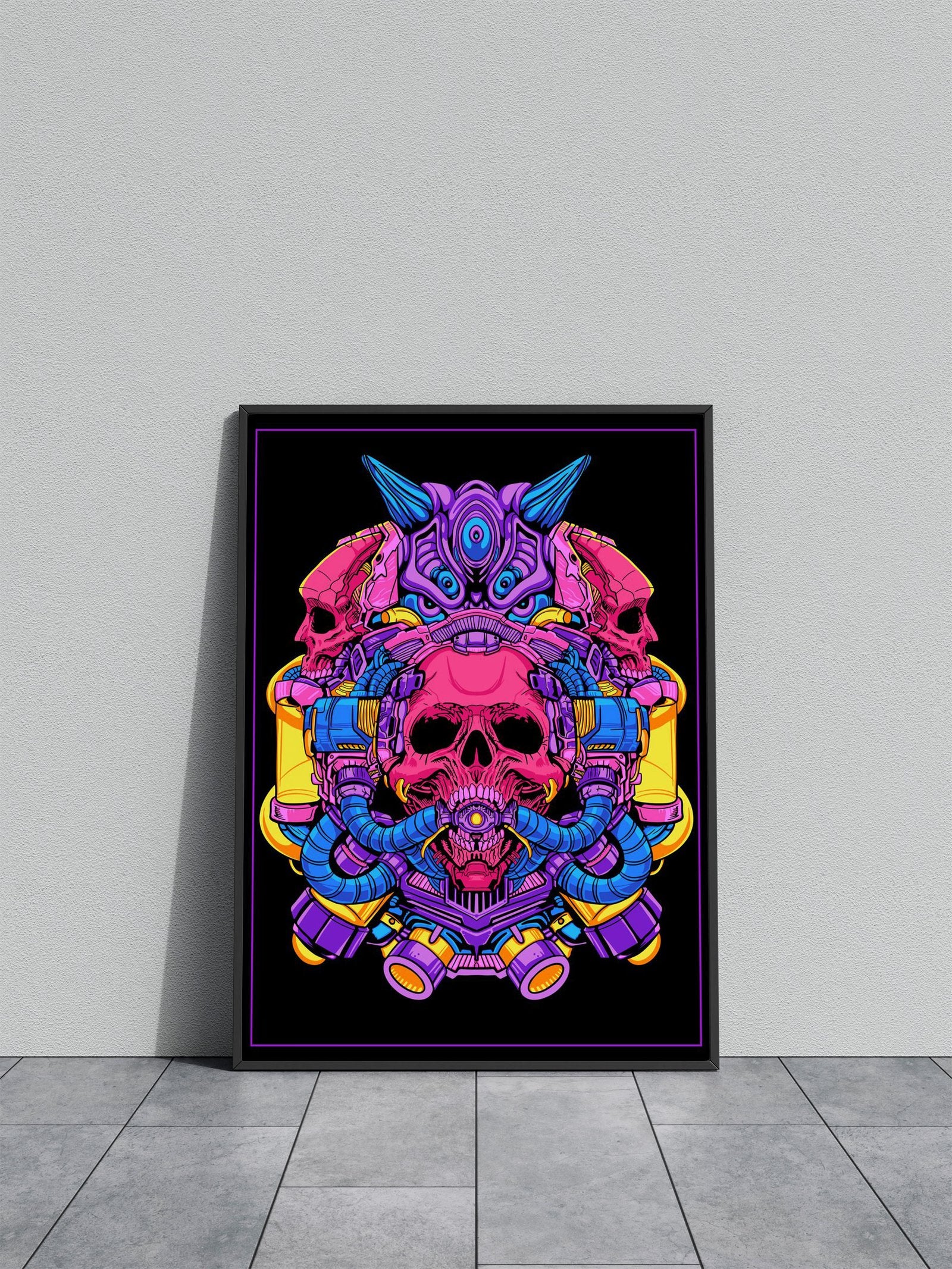 Cyberpunk Skull Art Asian Style Poster | Wall Art for Home & Office | High-Quality Print - High-Quality Visual Display