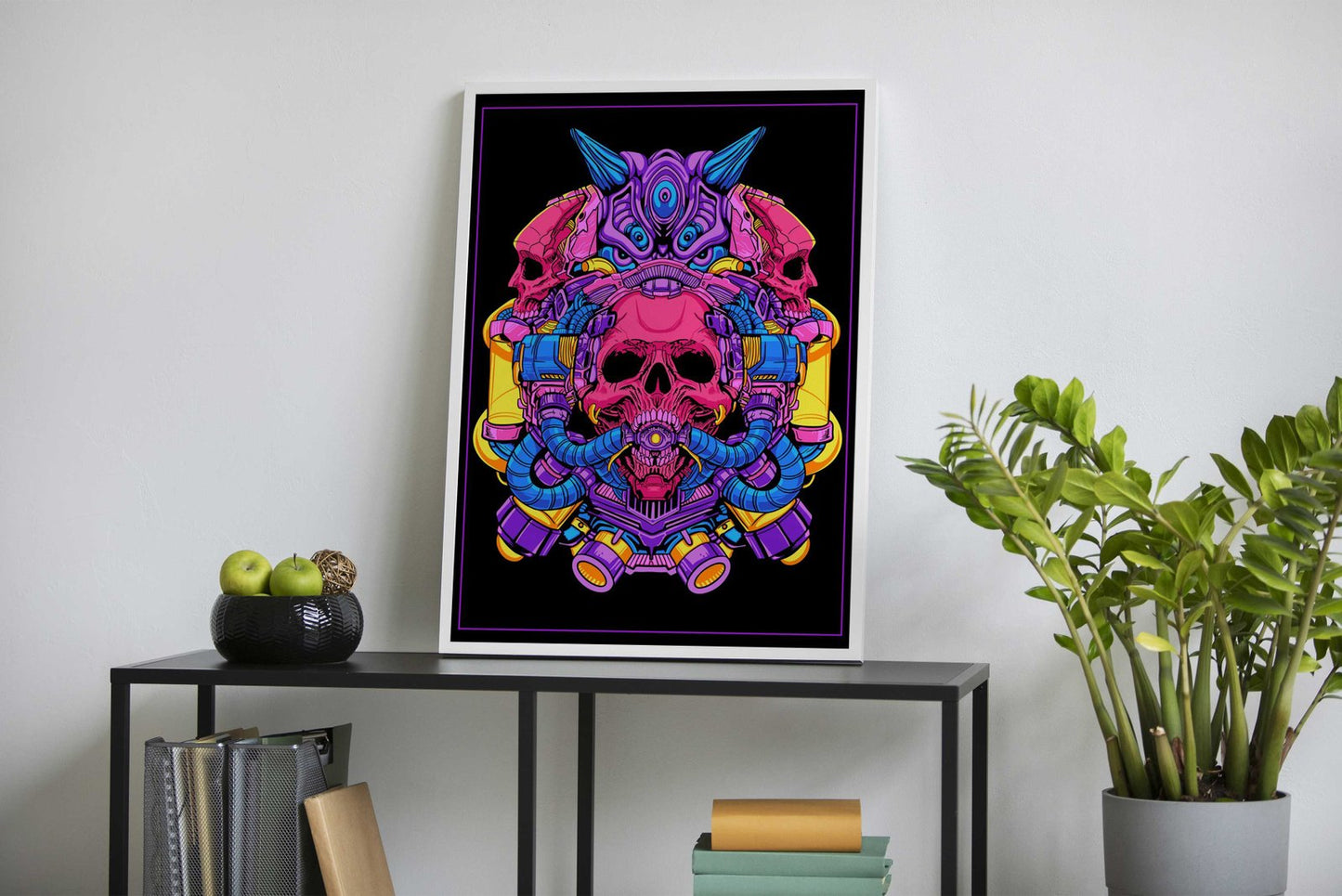 Cyberpunk Skull Art Asian Style Poster | Wall Art for Home & Office | High-Quality Print - High-Quality Visual Display
