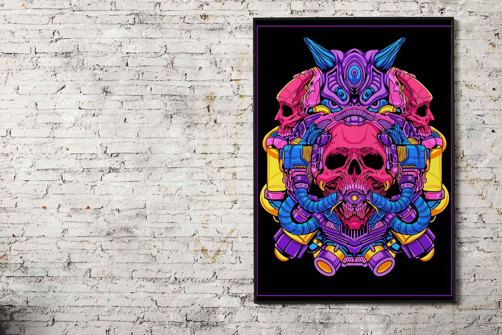 Cyberpunk Skull Art Asian Style Poster | Wall Art for Home & Office | High-Quality Print - High-Quality Visual Display