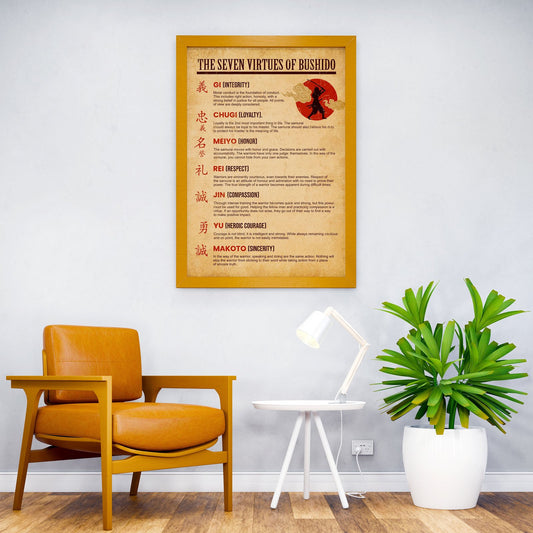 D SEVEN VIRTUES OF BUSHIDO Asian Style Poster | Wall Art for Home & Office | High-Quality Print - High-Quality Visual Display